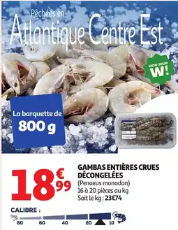 Auchan Gambas entières crues € décongelées offre