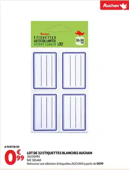 Auchan AUCHAN Lot de 32 etiquettes blanches offre