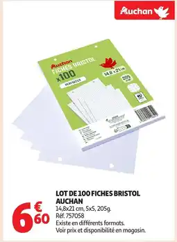 Auchan AUCHAN Lot de 100 fiches bristol offre
