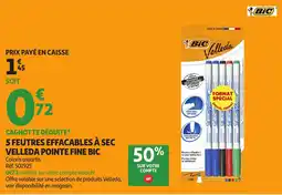 Auchan BIC 5 feutres effacables à sec velleda pointe fine offre
