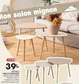 La Foir'Fouille Lot de 3 tables gigognes offre