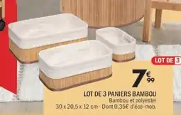 La Foir'Fouille Lot de 3 paniers bambou offre