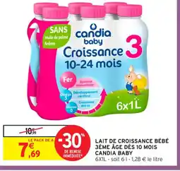 Intermarché Contact Lait de croissance bébé 3ème âge dès 10 mois candia baby offre