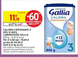 Intermarché Contact LABORATOIRE GALLIA Calisma croissance 3 dès 12 mois offre