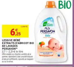 Intermarché Contact PERSAVON Lessive bébé extraits d'abricot bio 60 lavages offre
