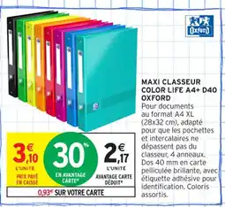 Intermarché Contact OXFORD Maxi classeur color life a4+ d40 offre