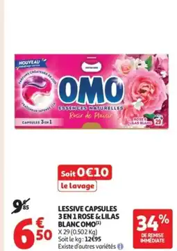 Auchan Supermarché OMO Lessive capsules 3 en 1 rose & lilas offre
