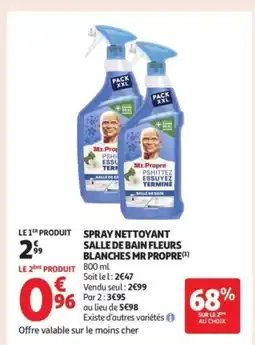 Auchan Supermarché MR PROPRE Spray nettoyant salle de bain fleurs blanches offre
