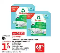 Auchan Supermarché Tablette lave-vaisselle tout en 1 bicarbonate offre