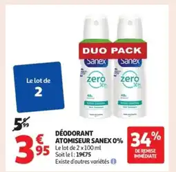 Auchan Supermarché SANEX Déodorant atomiseur offre