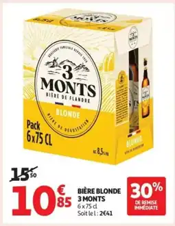 Auchan Supermarché 3 MONTS Bière blonde offre