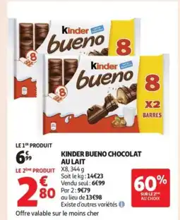 Auchan Supermarché KINDER BUENO Chocolat au lait offre