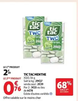 Auchan Supermarché TIC TAC Menthe offre