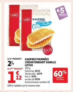 Auchan Supermarché LOTUS Gaufres fourrées coeur fondant vanille offre