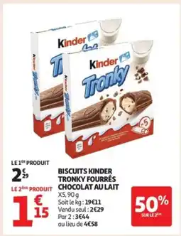 Auchan Supermarché Biscuits kinder tronky fourrés chocolat au lait offre
