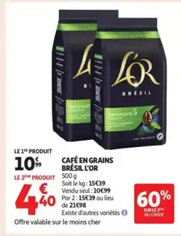 Auchan Supermarché L'OR Café en grains brésil offre