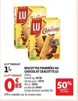 Auchan Supermarché LU Biscottes fourrées au chocolat cracotte offre
