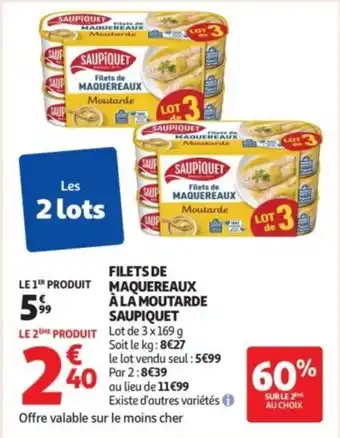 Auchan Supermarché SAUPIQUET Filets de maquereaux à la moutarde offre