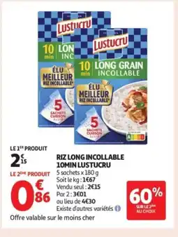 Auchan Supermarché LUSTUCRU Riz long incollable 10min offre