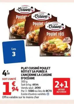 Auchan Supermarché Plat cuisiné poulet rôtiet sa purée à l'ancienne la cuisine offre