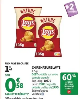 Auchan Supermarché LAY'S Chips nature offre