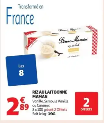 Auchan Supermarché BONNE MAMAN Riz au lait offre