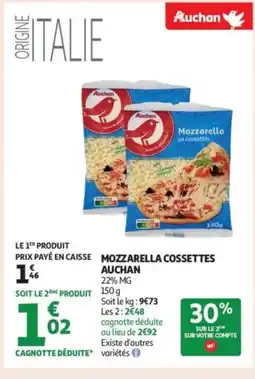 Auchan Supermarché AUCHAN Mozzarella cossettes offre