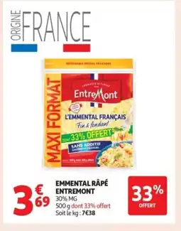 Auchan Supermarché ENTREMONT Emmental râpé offre