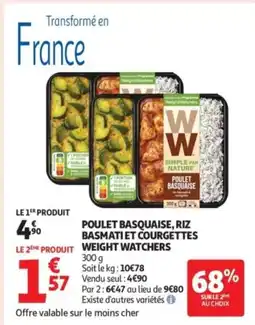 Auchan Supermarché WEIGHT WATCHERS Poulet basquaise, riz basmati et courgettes offre