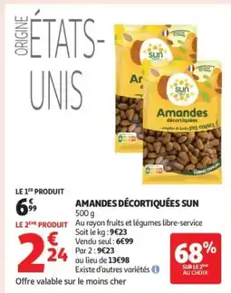 Auchan Supermarché SUN Amandes décortiquées offre