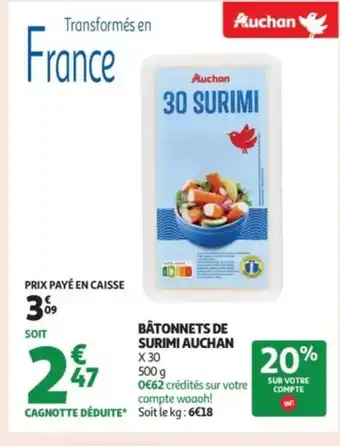 Auchan Supermarché AUCHAN Bâtonnets de surimi offre