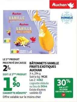 Auchan Supermarché AUCHAN Bâtonnets vanille fruits exotiques offre