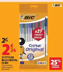 Auchan Supermarché BIC 27 Stylos bille cristal offre