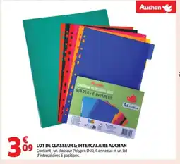 Auchan Supermarché AUCHAN Lot de classeur & intercalaire offre