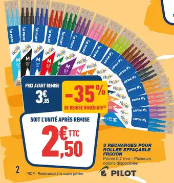 Bureau Vallée 3 recharges pour roller effacable frixion offre