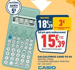 Bureau Vallée CASIO Calculatrice fx-92 offre