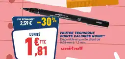 Bureau Vallée Feutre technique pointe calibrée noire offre