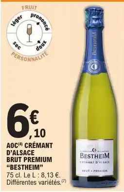E.Leclerc AOC CRÉMANT D'ALSACE BRUT PREMIUM BESTHEIM offre