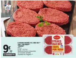 E.Leclerc 8 STEAKS HACHÉS 15% MAT.GR. 100% PUR BŒUF offre