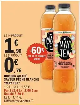 E.Leclerc Boisson au thé saveur pêche blanche 'May Tea' offre