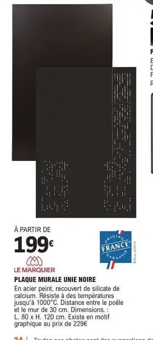 E.Leclerc PLAQUE MURALE UNIE NOIRE offre