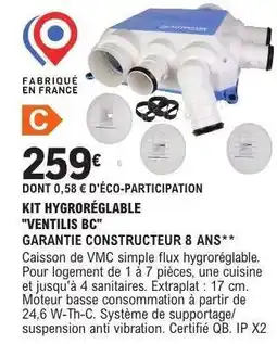 E.Leclerc KIT HYGRO-RÉGLABLE VENTILIS BC offre