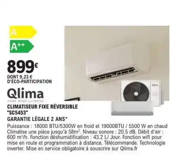 E.Leclerc CLIMATISEUR FIXE RÉVERSIBLE SC5453 offre
