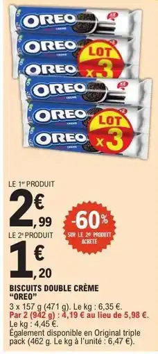 E.Leclerc Biscuits Double Crème 'Oreo' offre