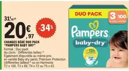 E.Leclerc CHANGES BÉBÉ DUO PACK PAMPERS BABY DRY offre