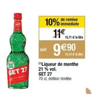 Cora x Carrefour Liquer de menthe 21% vol. GET 27 offre