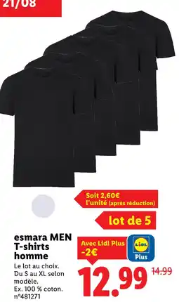 Lidl esmara MEN T-shirts homme offre