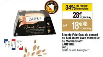 Cora x Carrefour Bloc de foie gras de canard du sud-ouest avec morceaux offre
