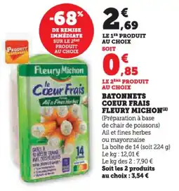 U Express Batonnets coeur frais fleury michon offre