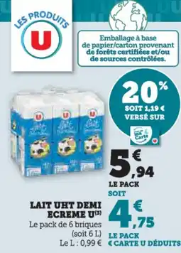 U Express Lait uht demi ecreme u offre